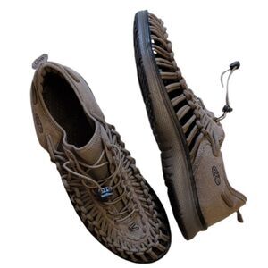 KEEN Premium Leather Two Cord Sandal Sneakers Taupe grey tan size 12